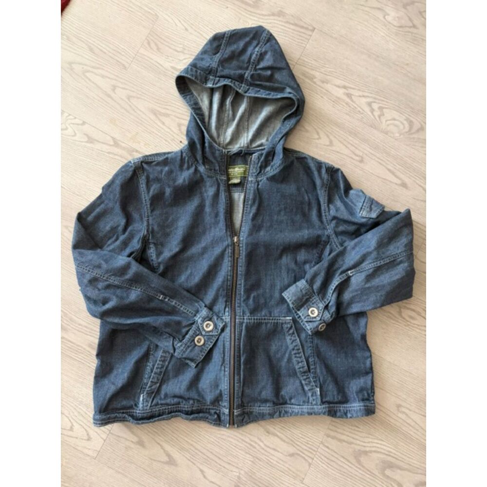 Vintage Eddie Bauer Dark Denim Full Zip Hoodie - Fits Men's S, Women's M